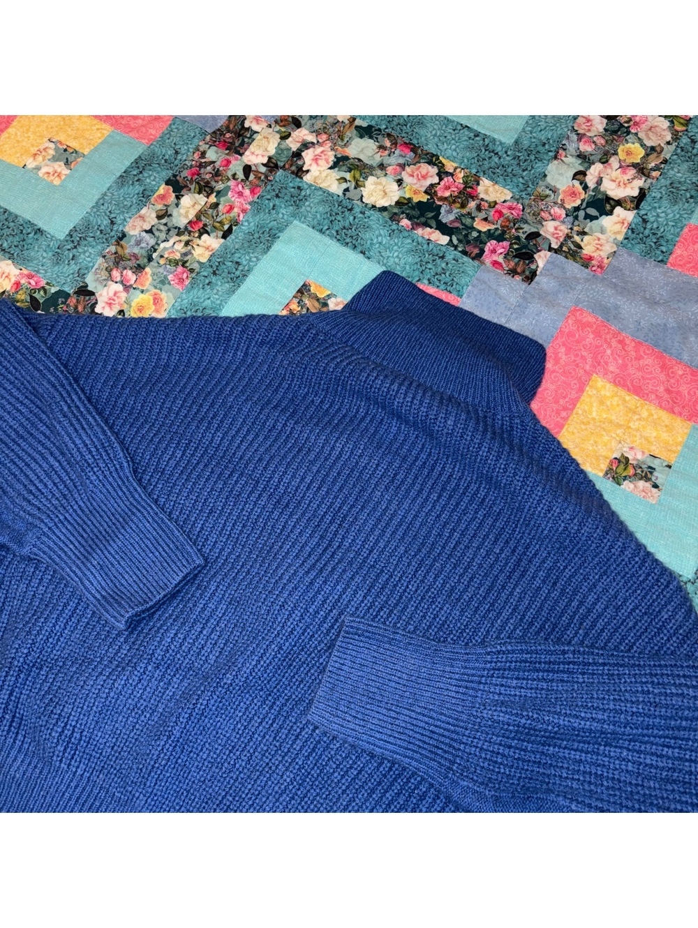 Urban Outfitters Woman’s S Blue Cable Knit Crop Half-Zip Sweater Size Small - Picture 4 of 8